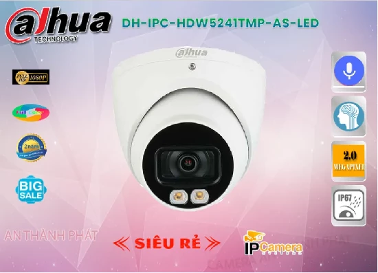  Lắp đặt camera DH-IPC-HDW5241TMP-AS-LED chính hãng Dahua chất lượng cao cấp có độ phân giải Full HD, hỗ trợ khả năng quan sát ban đêm rõ ràng chi tiết, bảo vệ an ninh 24/24 giám sát từ xa dễ dàng qua điện thoại, máy tính