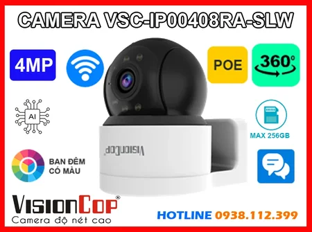  VSC-IP00408RA-SLW Chất Lượng Hình 4.0 MP Độ phân giải Ultra 2k Phù hợp cho công trình gia đình cửa hàng  Không Dây được Thiết kế Công nghệ thiếu sáng Hồng Ngoại Siêu Xa Camera quan sát Khả năng cao cấp Thu Âm Và Loa hình ảnh sắc nét với chip Chip Xử lý Xử Lý Nhanh Trang bị công nghệ IP Wifi Công Nghệ Không Dây