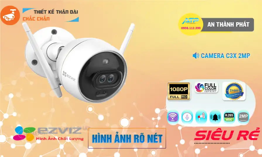 Camera Wifi Ezviz C3X 2MP Sắt Nét ❇