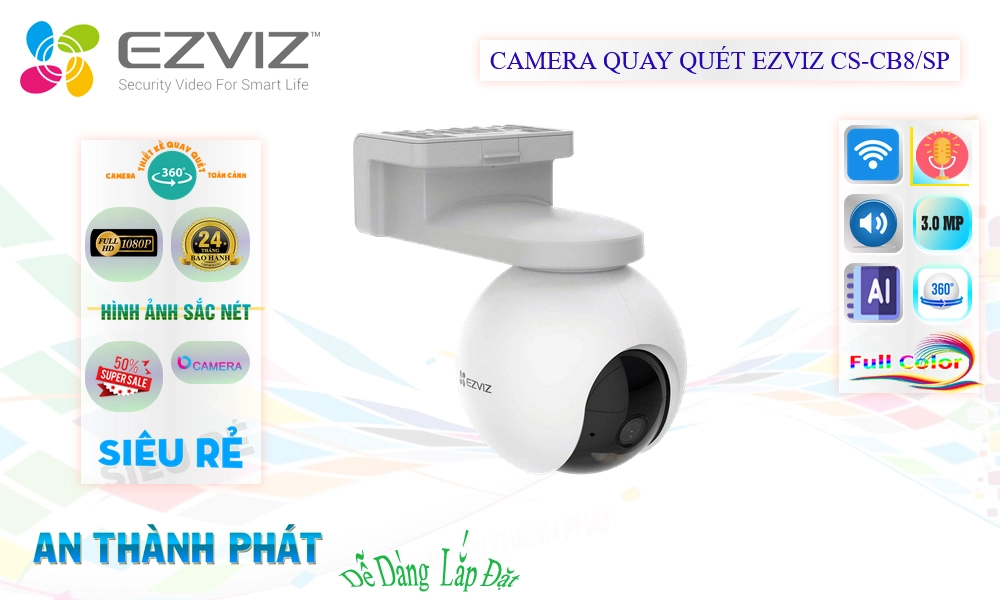 Camera Wifi Ezviz CS-CB8/SP Tiết Kiệm Camera Wifi Ezviz CS-CB8/SP Tiết Kiệm