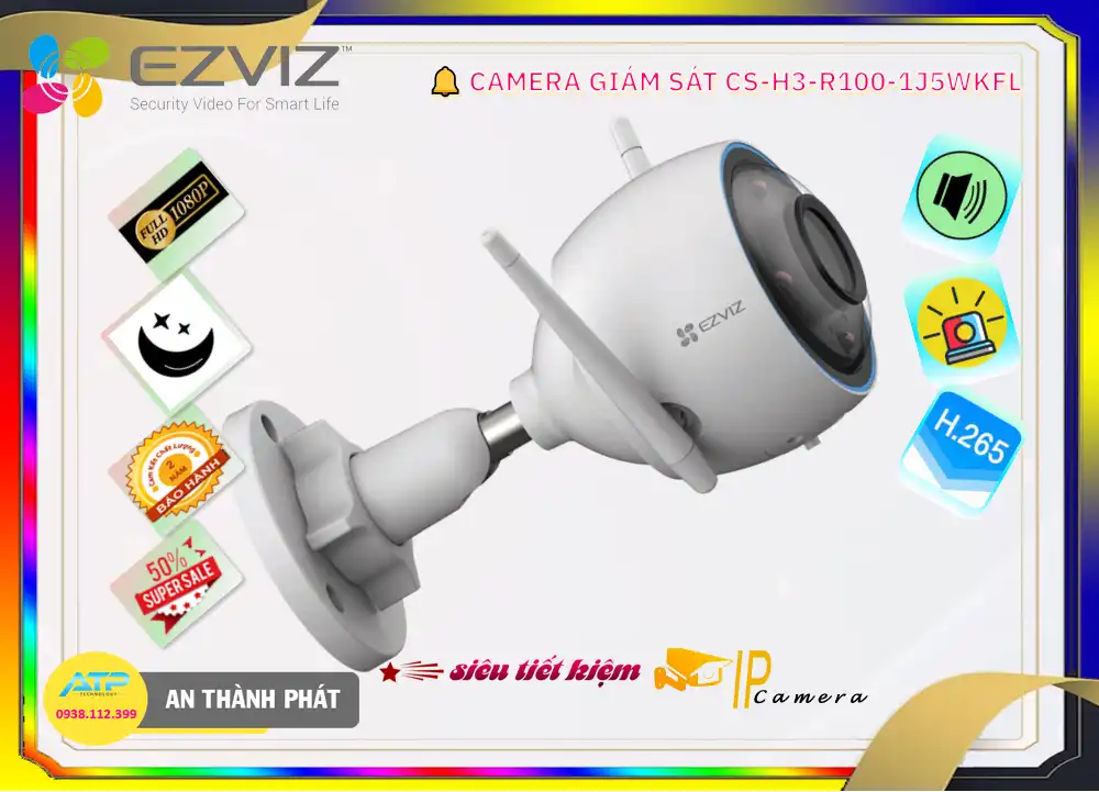 ➠  CS-H3-R100-1J5WKFL sắc nét Wifi Ezviz
