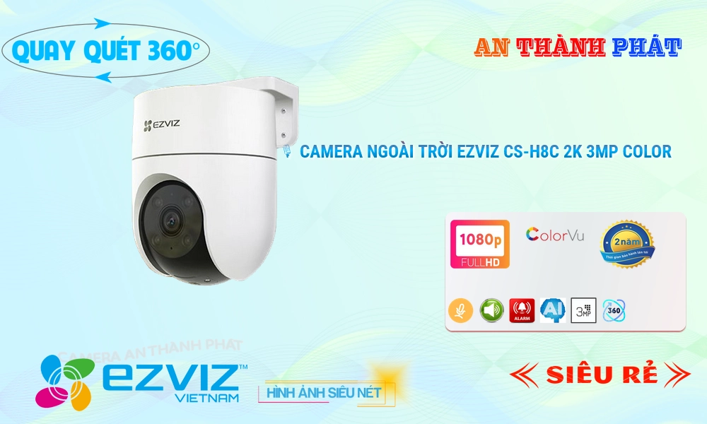 CS-H8C 2K 3MP Color Sắc Nét Wifi Ezviz