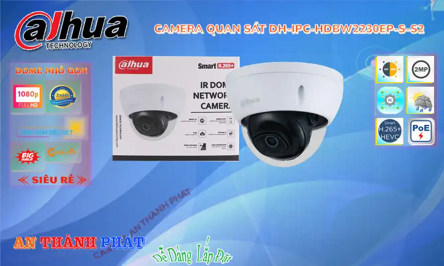 DH-IPC-HDBW2230EP-S-S2 sắc nét Dahua ➠