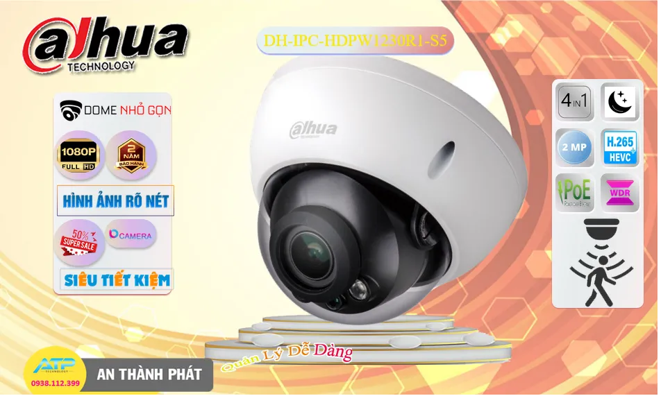 ➠  DH-IPC-HDPW1230R1-S5 sắc nét Dahua