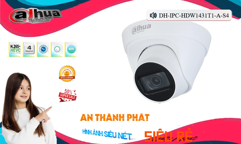 ➠ DH-IPC-HDW1431T1-A-S4 sắc nét Dahua ➠ DH-IPC-HDW1431T1-A-S4 sắc nét Dahua