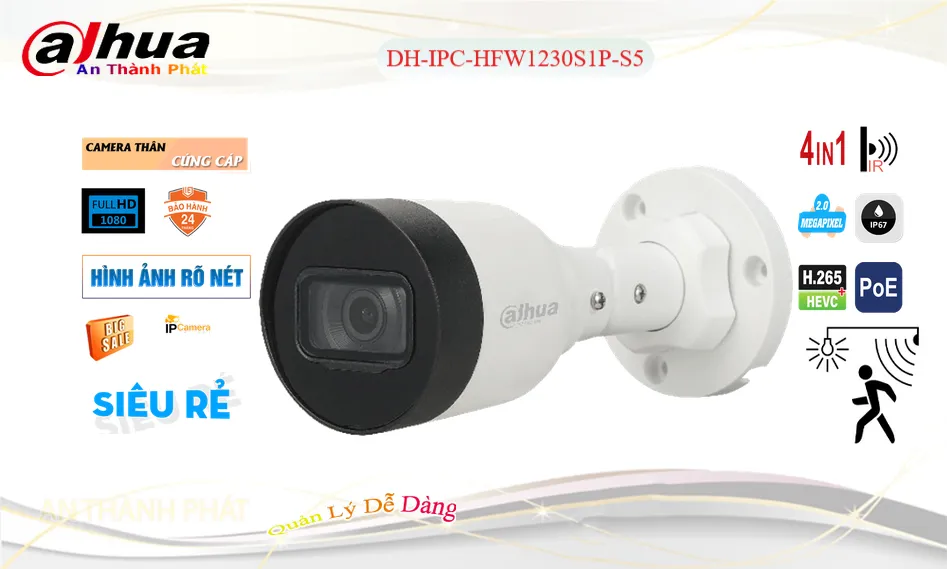 Camera DH-IPC-HFW1230S1P-S5  Dahua Sắc Nét