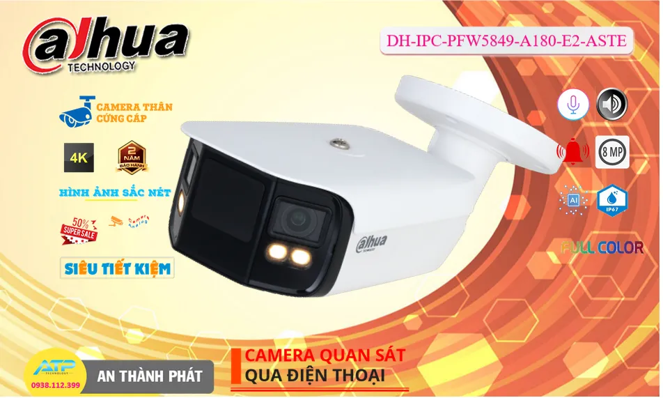 ➠  DH-IPC-PFW5849-A180-E2-ASTE sắc nét Dahua