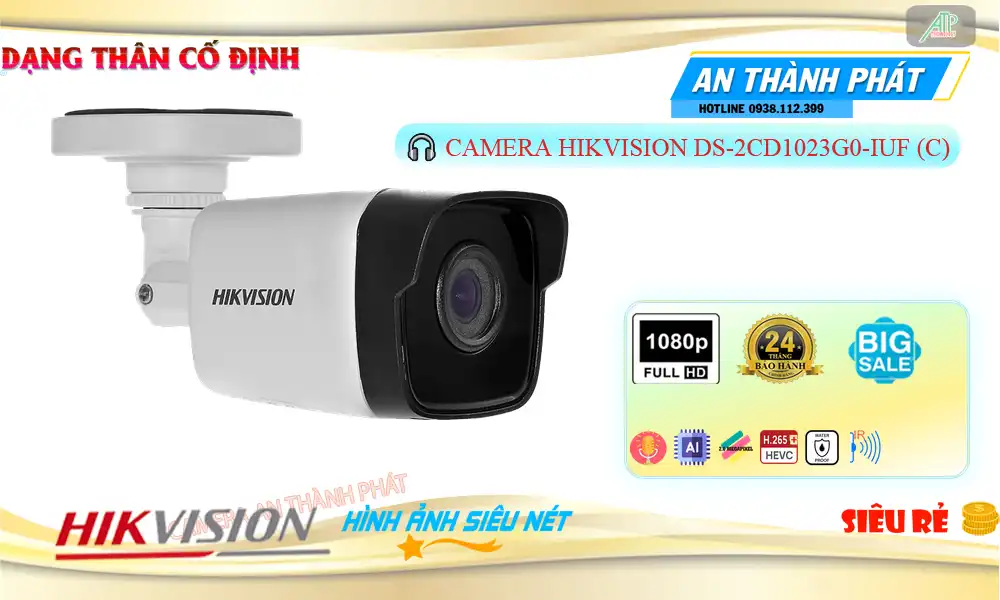 DS-2CD1023G0-IUF (C) camera sắc nét Hikvision