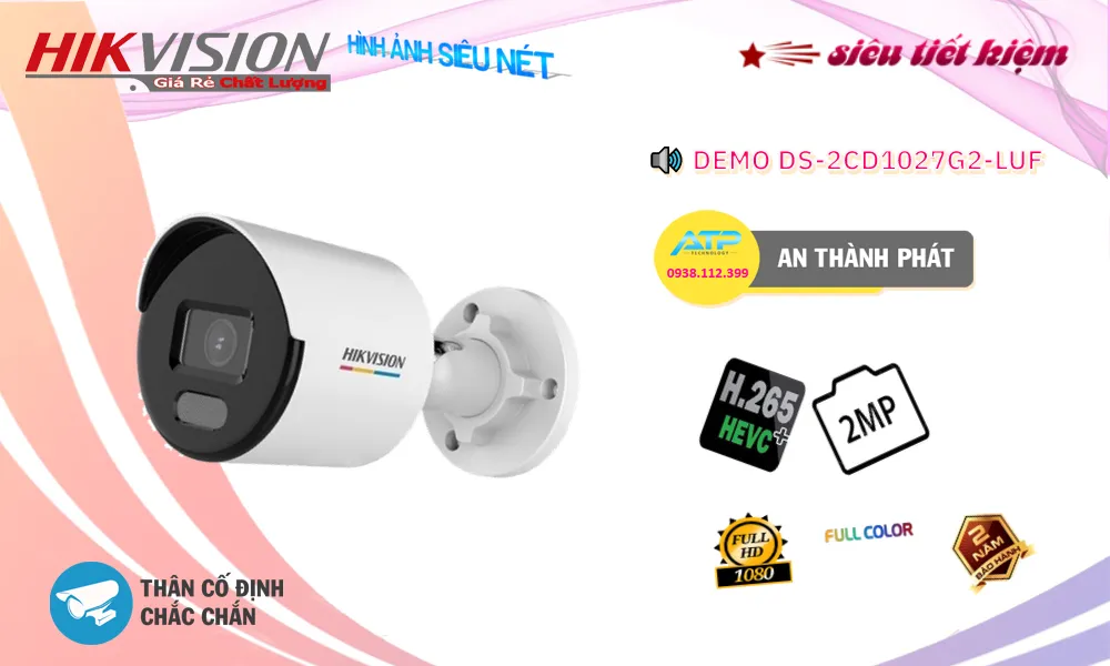 DS-2CD1027G2-LUF sắc nét Hikvision ➠