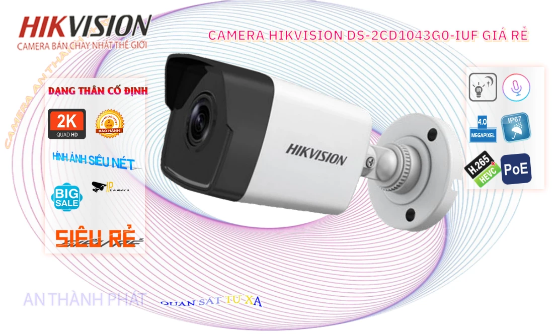 DS-2CD1043G0-IUF sắc nét Hikvision