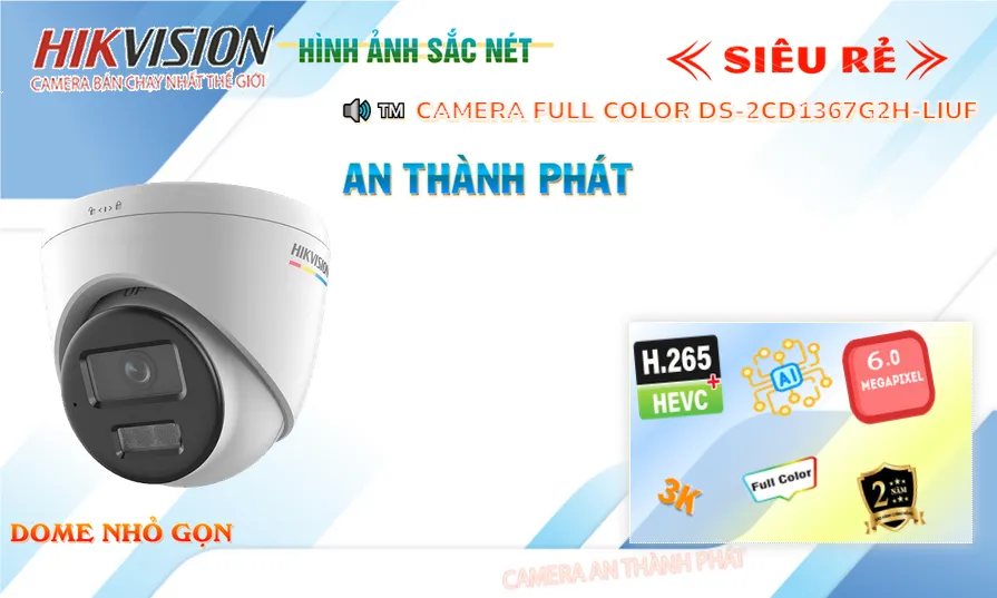 DS-2CD1367G2H-LIUF sắc nét Hikvision