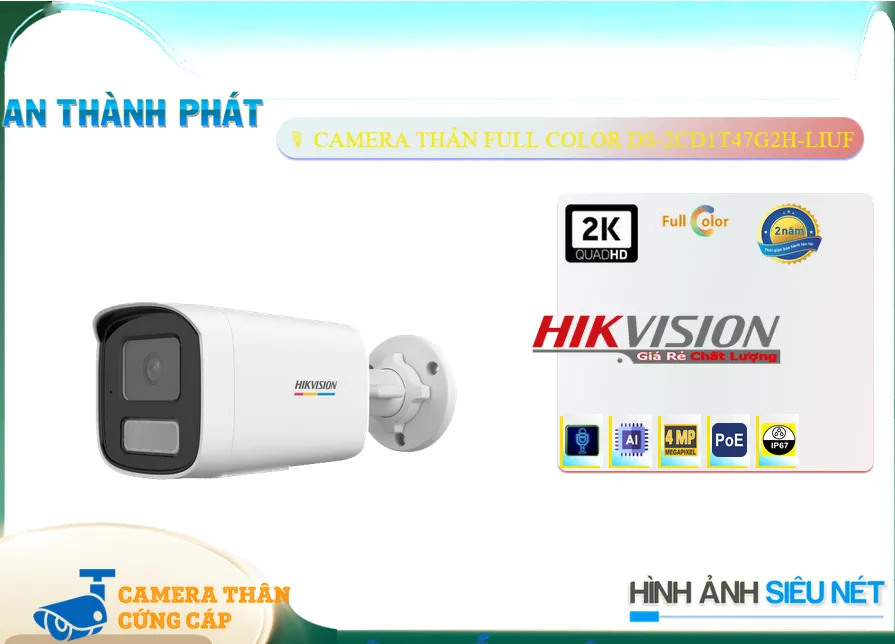 DS-2CD1T47G2H-LIUF sắc nét Hikvision DS-2CD1T47G2H-LIUF sắc nét Hikvision