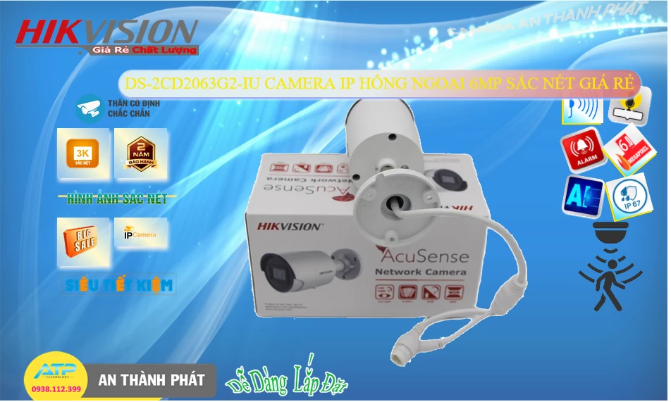 DS-2CD2063G2-IU sắc nét Hikvision