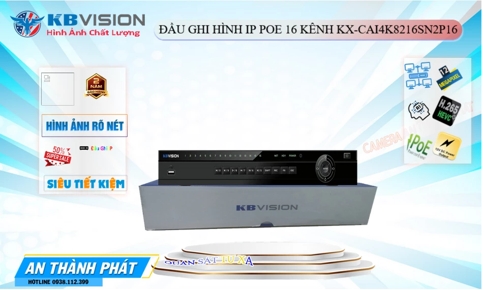 KX-CAi4K8216SN2P16 sắc nét KBvision KX-CAi4K8216SN2P16 sắc nét KBvision