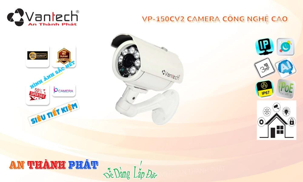 VP-150CV2 Ip POE Sắc Nét Camera Giám Sát Chức Năng Cao Cấp